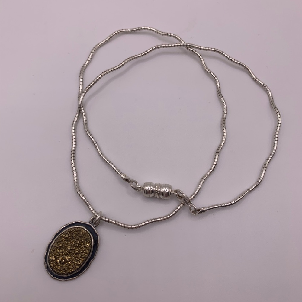 925 sterling silver druzzy quartz necklace